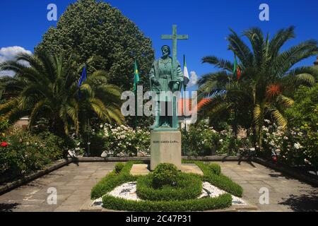 Belmonte, Portogallo. Statua di Pedro Alvares Cabral, nato a Belmonte. Leader della flotta portoghese che sbarcò in Brasile il 22 aprile 1500. Foto Stock