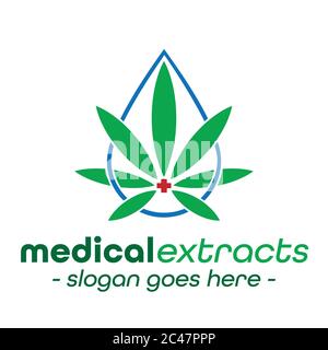 Logo estratti medici. Logo della foglia di marijuana medica. Illustrazione Vettoriale