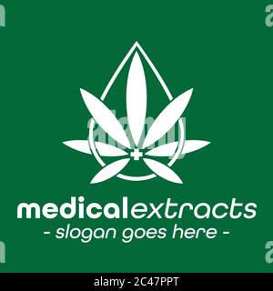 Logo estratti medici. Logo della foglia di marijuana medica. Illustrazione Vettoriale