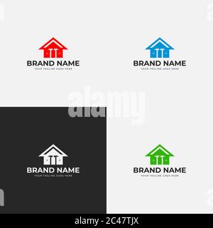 Illustrazione vettoriale del modello di logo per la riparazione domestica. Strumenti di costruzione di case progettazione vettoriale. Costruzione casa logo icona design. Illustrazione Vettoriale