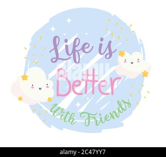 felice giorno di amicizia, evento speciale celebrazione frase motivazione illustrazione vettore Illustrazione Vettoriale