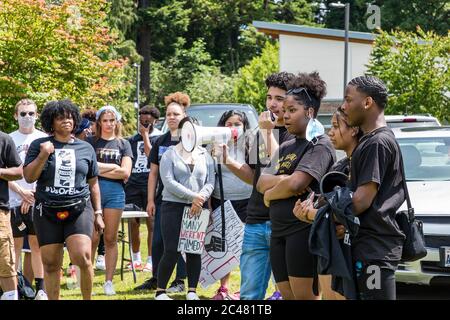 Tacoma, WA, USA 6/19/2020, Rally Giovanile e marcia per dire i loro nomi, Black Lives Mater al Wapato Park Foto Stock