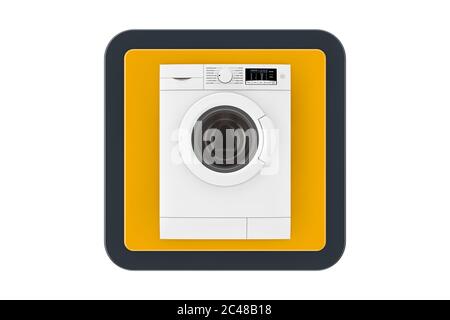 Pulsante icona Touchpoint Web su sfondo bianco della moderna lavatrice bianca. Rendering 3d Foto Stock