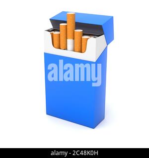 Blue aprire il pacco di sigarette Foto Stock