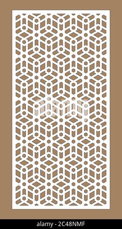 Pannello vettoriale taglio laser. Decorazioni a CNC, design jali, divisorio interno. Taglio laser islamico, arabico Illustrazione Vettoriale