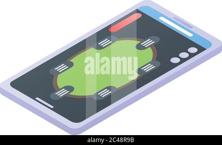 Icona del casinò dello smartphone, stile isometrico Illustrazione Vettoriale