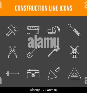 Bella costruzione 12 icone vettoriali Illustrazione Vettoriale