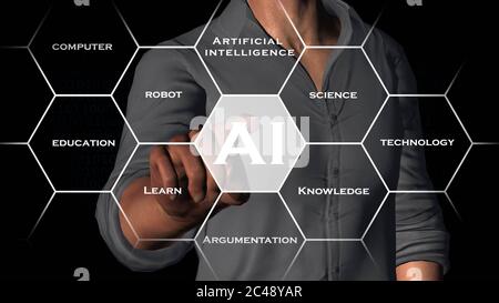 Ai - background di intelligenza artificiale - concetto astratto di tecnologia informatica e automazione - rendering 3D Foto Stock