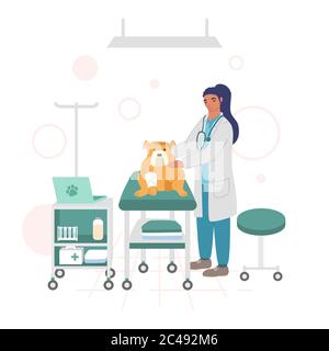 Medicina veterinaria e cura, vettore stile piatto disegno illustrazione Illustrazione Vettoriale