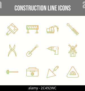 Bella costruzione 12 icone vettoriali Illustrazione Vettoriale