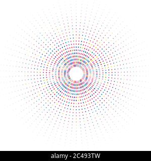 cerchio di punti colorati su sfondo bianco Foto Stock