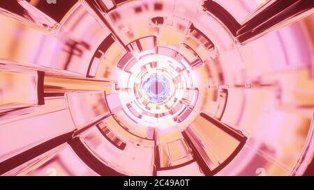 Rendering 3D di un elegante e dinamico corridoio circolare futuristico colori vivaci e luminosi Foto Stock
