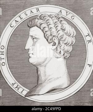 Otho, 32 - 69 d.C. Dopo un'incisione cinquecentesca di Marcantonio Raimondi. Foto Stock