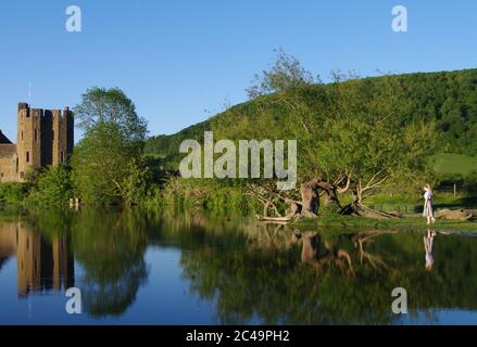 Castello di Stokesay, vicino a Craven Arms, Shropshire Foto Stock