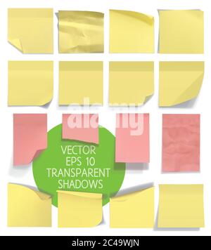 Set di note adesive. Illustrazione vettoriale con lucidi. EPS 10. Illustrazione Vettoriale