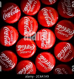 Tappi per bottiglie Coca Cola Foto Stock