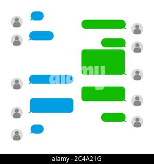 Bolle di servizio per messaggi brevi con il posto per le caselle di testo della chat di testo. Illustrazione Vettoriale