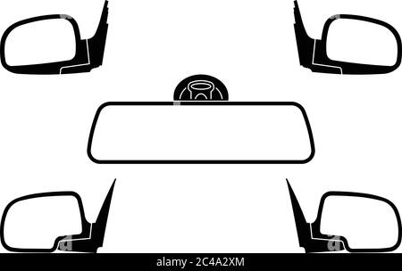 Simbolo dell'icona del vettore dello specchietto retrovisore per auto  isolato su sfondo bianco Immagine e Vettoriale - Alamy