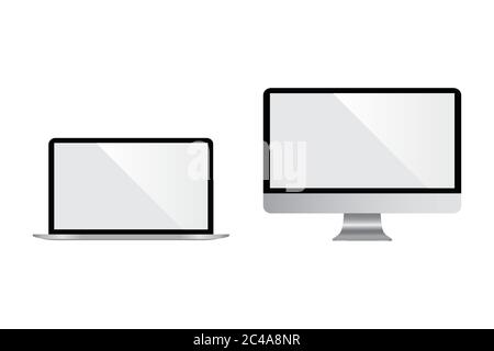 Set realistico di monitor e laptop Illustrazione Vettoriale