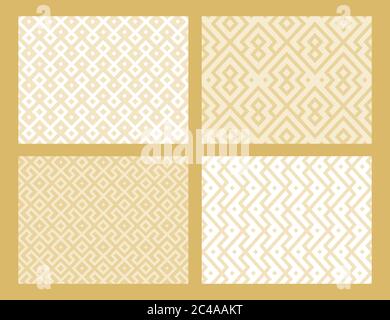 Raccolta di pattern senza giunture geometriche astratte. Colore dorato. Sfondo vettoriale. Illustrazione Vettoriale