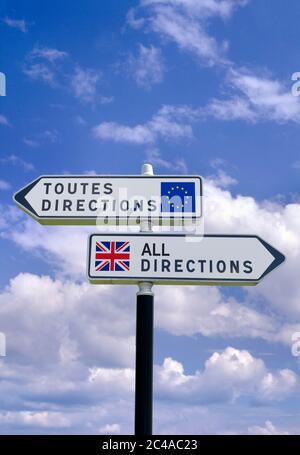 Stile francese di orientamento per doppia con contrapposte UK/UE puntatori. Foto Stock