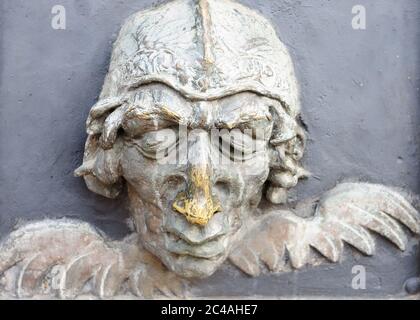 La vista sul dettaglio dalla recinzione della Cattedrale di Santa Maria la Menor la più antica cattedrale delle Americhe a Santo Domingo, Dominikan Re Foto Stock