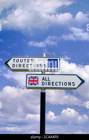 Stile francese di orientamento per doppia con contrapposte UK/UE puntatori. Foto Stock