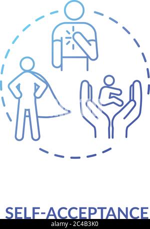 Icona di concetto di gradiente blu di autoaccettazione Illustrazione Vettoriale