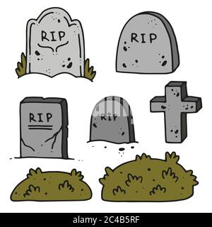 Serie vettoriale di tombe per poster di Halloween. Illustrazione Vettoriale