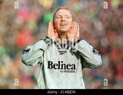 Stadion am Boekelberg Moenchengladbach Germania 25.10.1997, Calcio: Bundesliga Stagione 1997/98, Borussia Moenchengladbach (BMG) vs Bayer 04 Leverkusen 1:1 - Joergen PETTERSSON (BMG) Foto Stock