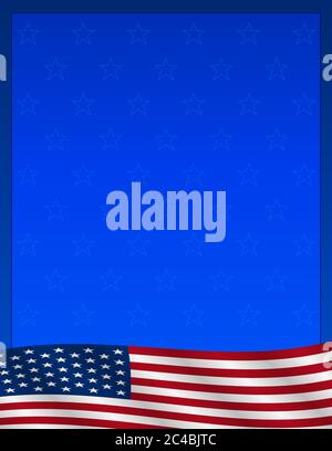 Illustrazione vettoriale della bandiera USA con stelle su sfondo blu Illustrazione Vettoriale