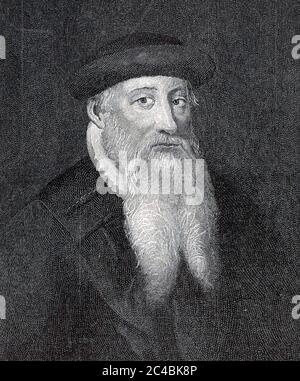 JOHANNES GUTENBERG (c 1400-1468) stampante orafa e pioniera tedesca di tipo mobile. Foto Stock