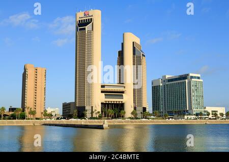 Skyline sul lungomare di Corpus Christi, Texas, Stati Uniti Foto Stock