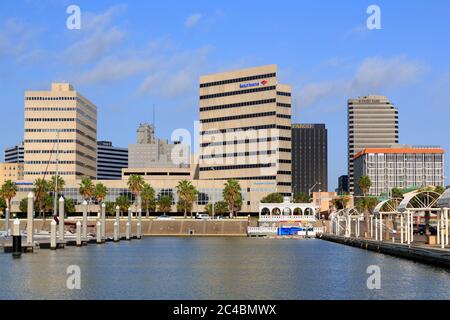 Skyline sul lungomare di Corpus Christi, Texas, Stati Uniti Foto Stock