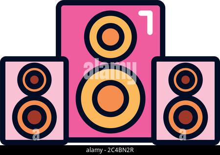 icona altoparlanti audio su sfondo bianco, stile riempimento linea, illustrazione vettoriale Illustrazione Vettoriale