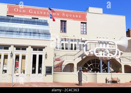 Old Galveston Square, storico quartiere Strand, Galveston, Texas, Stati Uniti Foto Stock