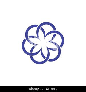 vettore del logo con il simbolo della stella delle curve dei fiori Illustrazione Vettoriale