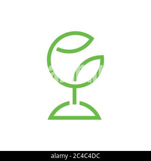 cerchio globale pianta verde linea geometrica vettore logo Illustrazione Vettoriale
