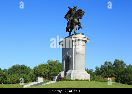 Statua di Sam Houston a Herman Park, Houston, Texas, USA Foto Stock