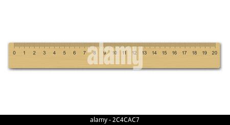 Righello di misura in legno della scuola con scala dei centimetri Illustrazione Vettoriale