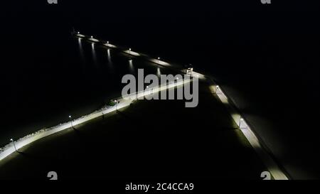 Port Stanley, Ontario, Canada Pier, antenna notturna Foto Stock