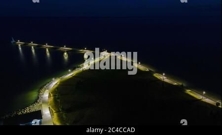 Port Stanley, Ontario, Canada Pier, antenna notturna Foto Stock