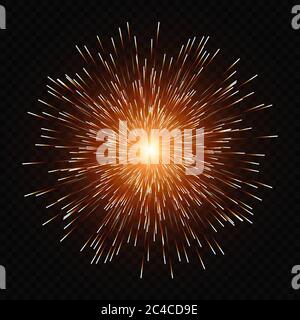 Stella scoppiata con scintille. Effetto luce lucido Illustrazione Vettoriale