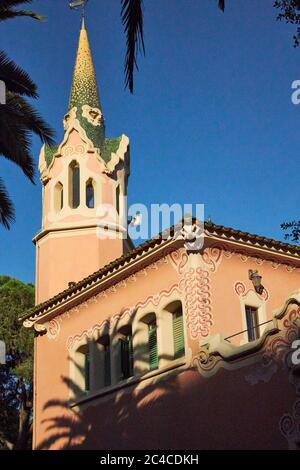 Il Museo della Casa di Gaudi nel Parco Guell Foto Stock