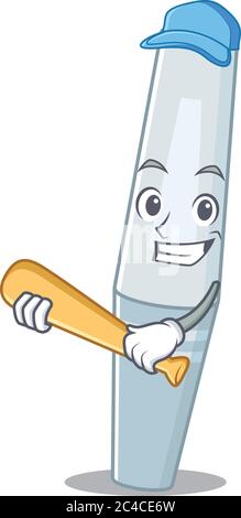 Cool mascara caricature disegno di immagine giocando baseball Illustrazione Vettoriale