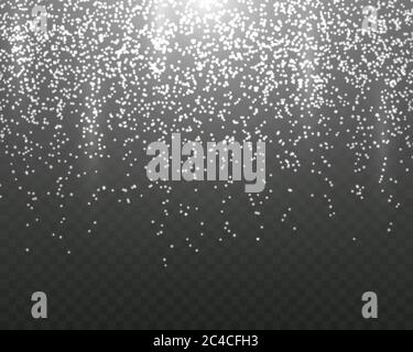 Nevicate su sfondo trasparente. Fiocchi di neve in caduta. Illustrazione Vettoriale