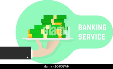 servizio bancario con denaro a mano Illustrazione Vettoriale