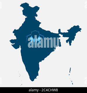 India nazionale di delhi stato blocco a causa di coronavirus crisi covid-19 malattia. India sotto blocco con delhi mappa concetto di blocco nazionale India Illustrazione Vettoriale