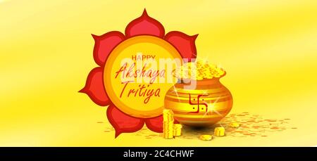 Festival religioso indiano Akshaya Tritiya sfondo Template Design con ornamento floreale - Akshaya Tritiya sfondo Design. Festa indiana dove p Illustrazione Vettoriale