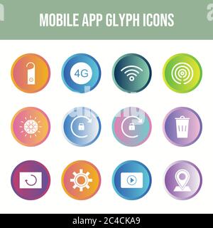 12 icone di Mobile App Vector in un unico set Illustrazione Vettoriale